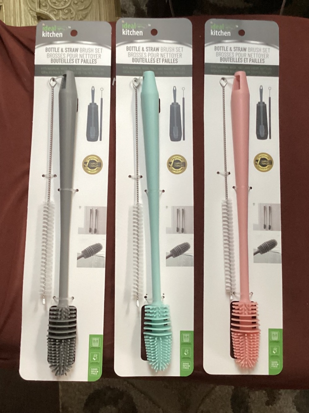 Ideal Kitchen Bottle & Straw Brush Set 3-pack NEW
